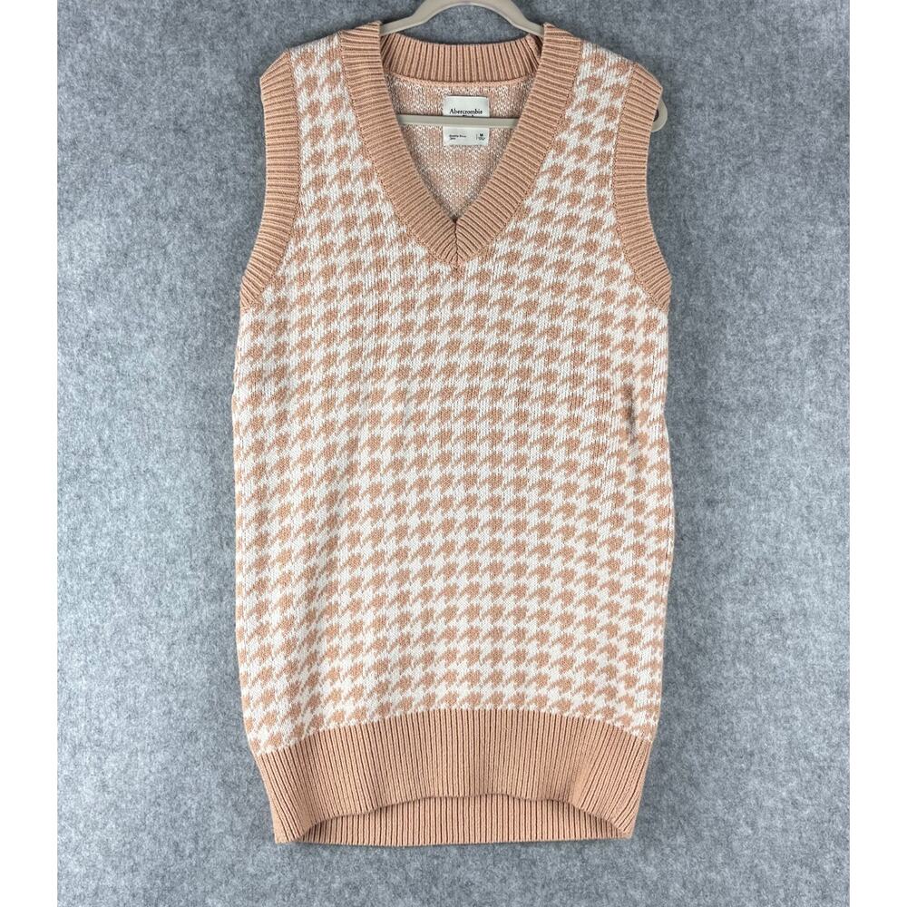 Abercrombie Fitch Houndstooth‎ Sweater Vest Dress Womens Medium Retro Academia
